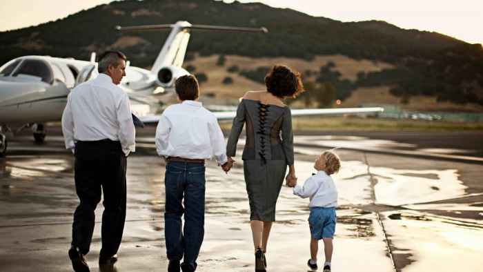family hiring a private jet