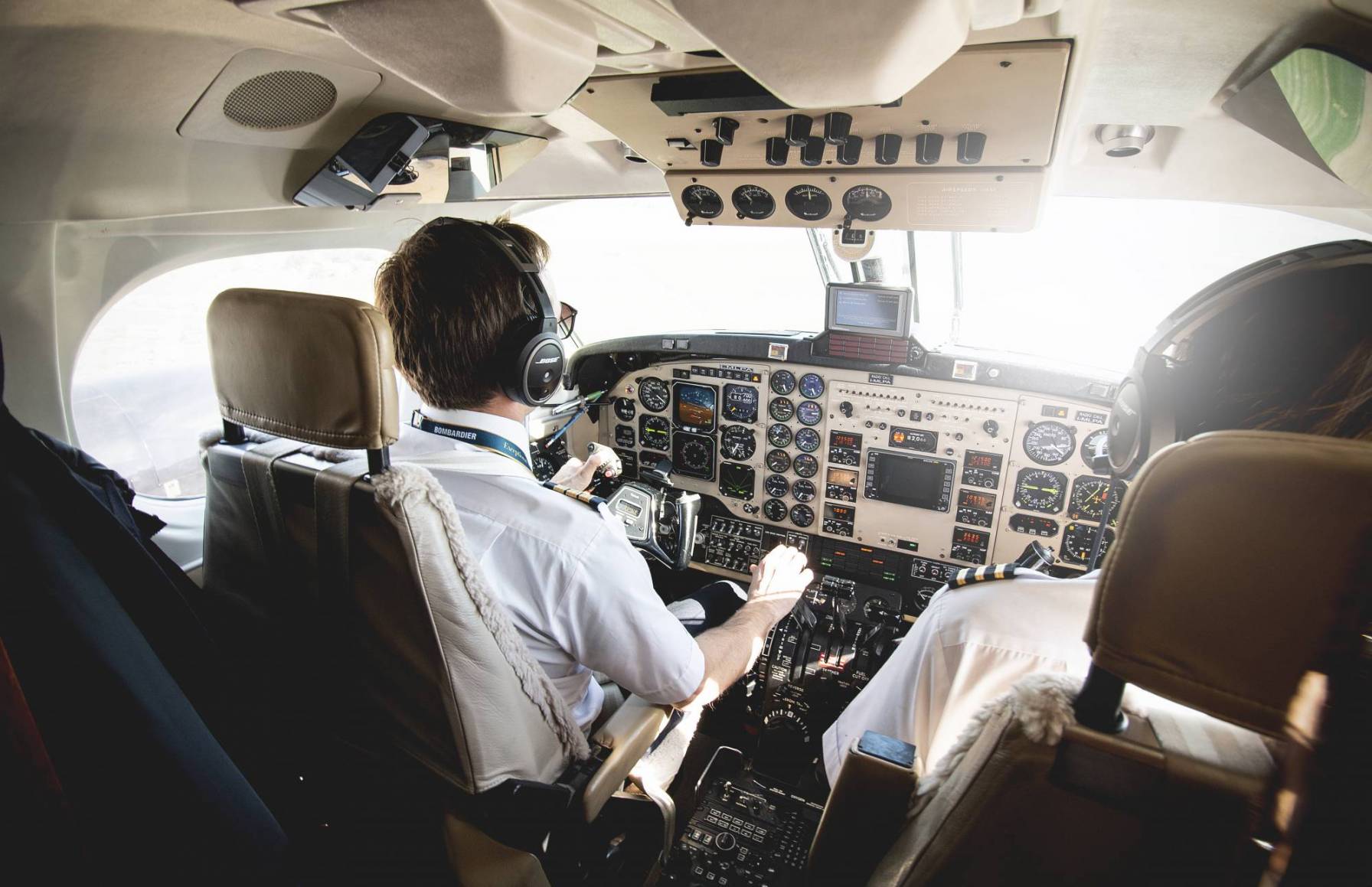 Businessman boarding private jet