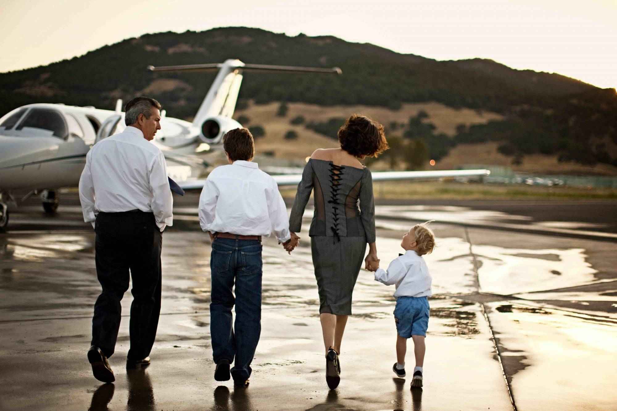 family hiring a private jet