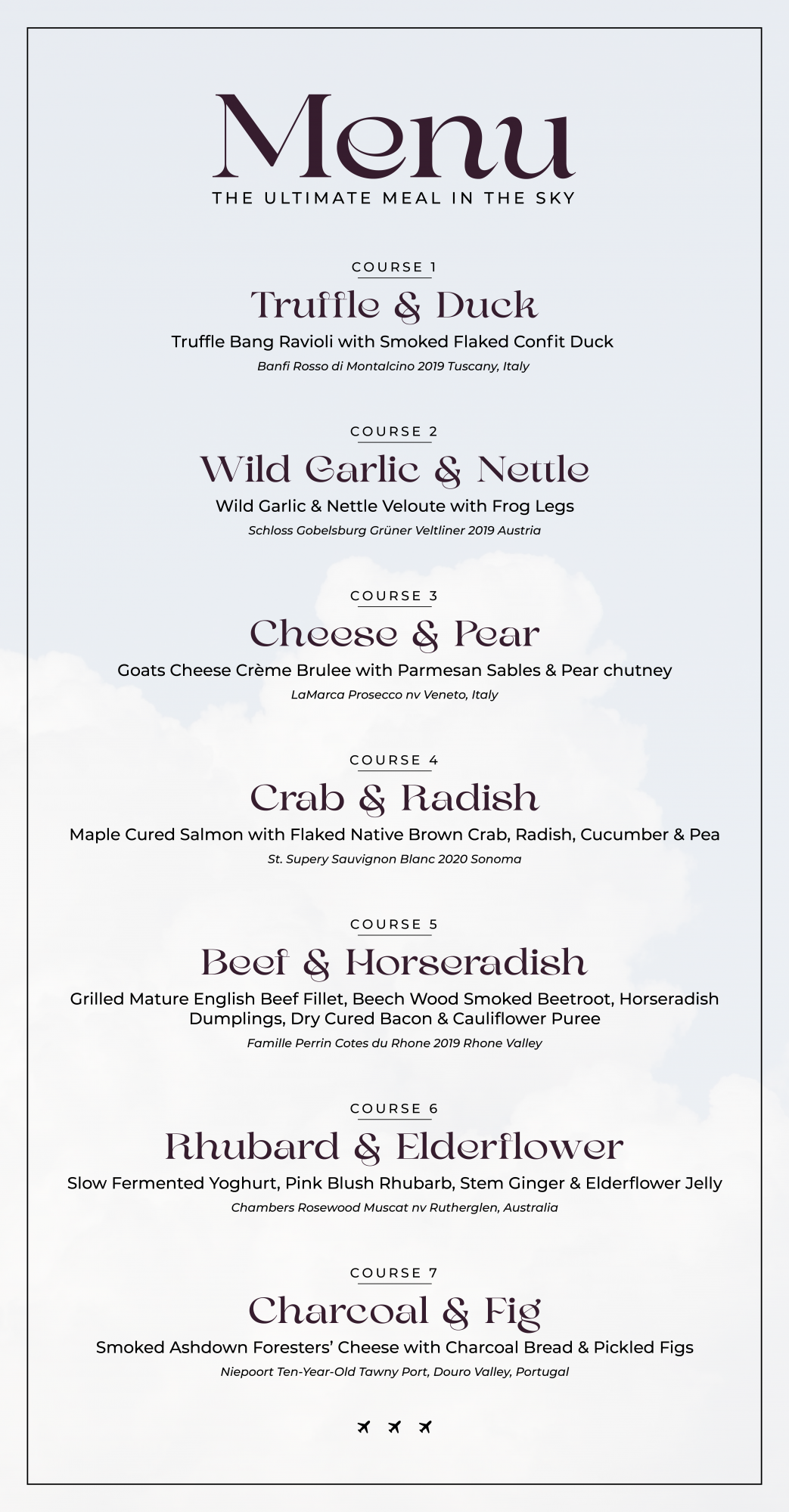 Ultimate meal in the sky - menu