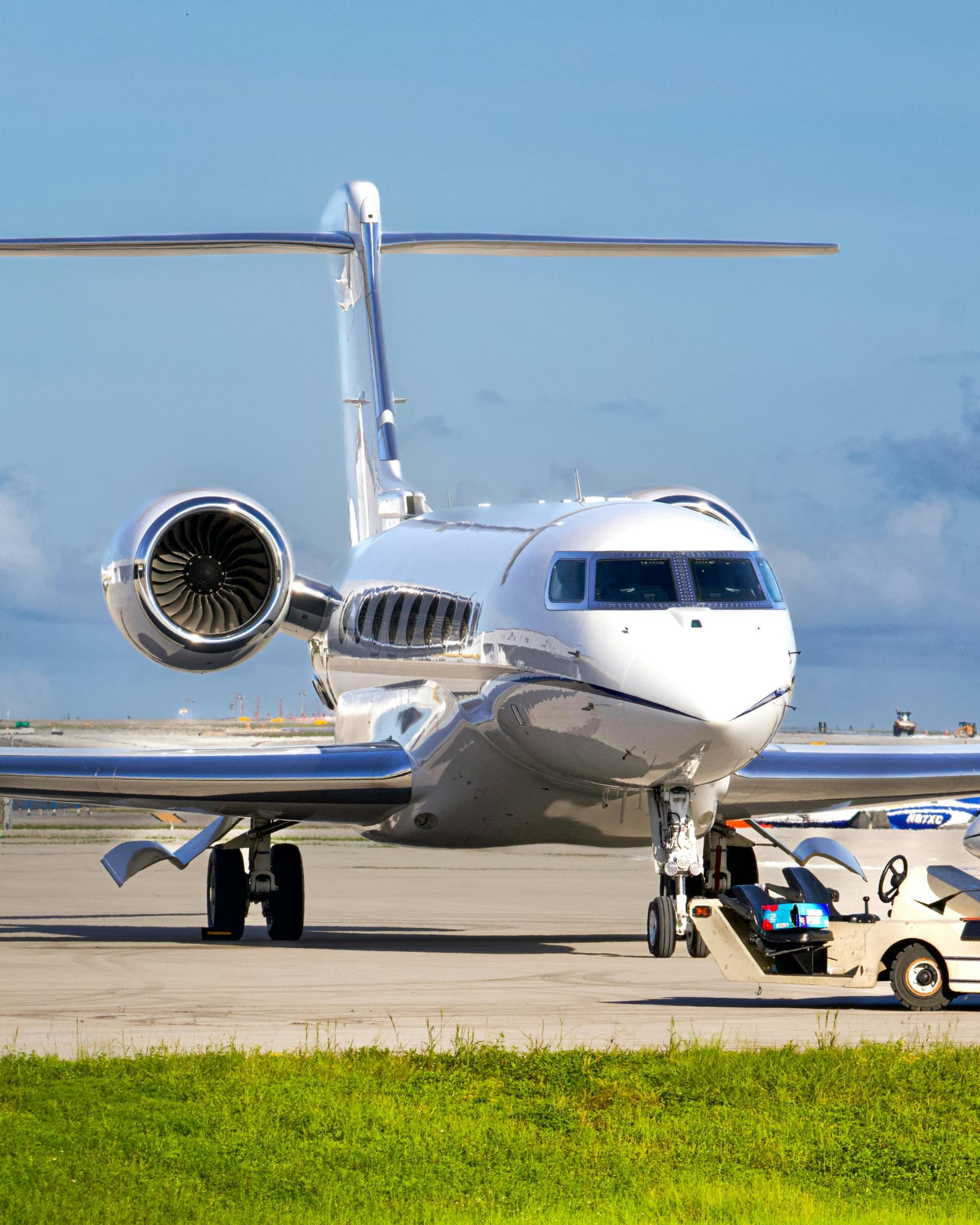 Businessman boarding private jet